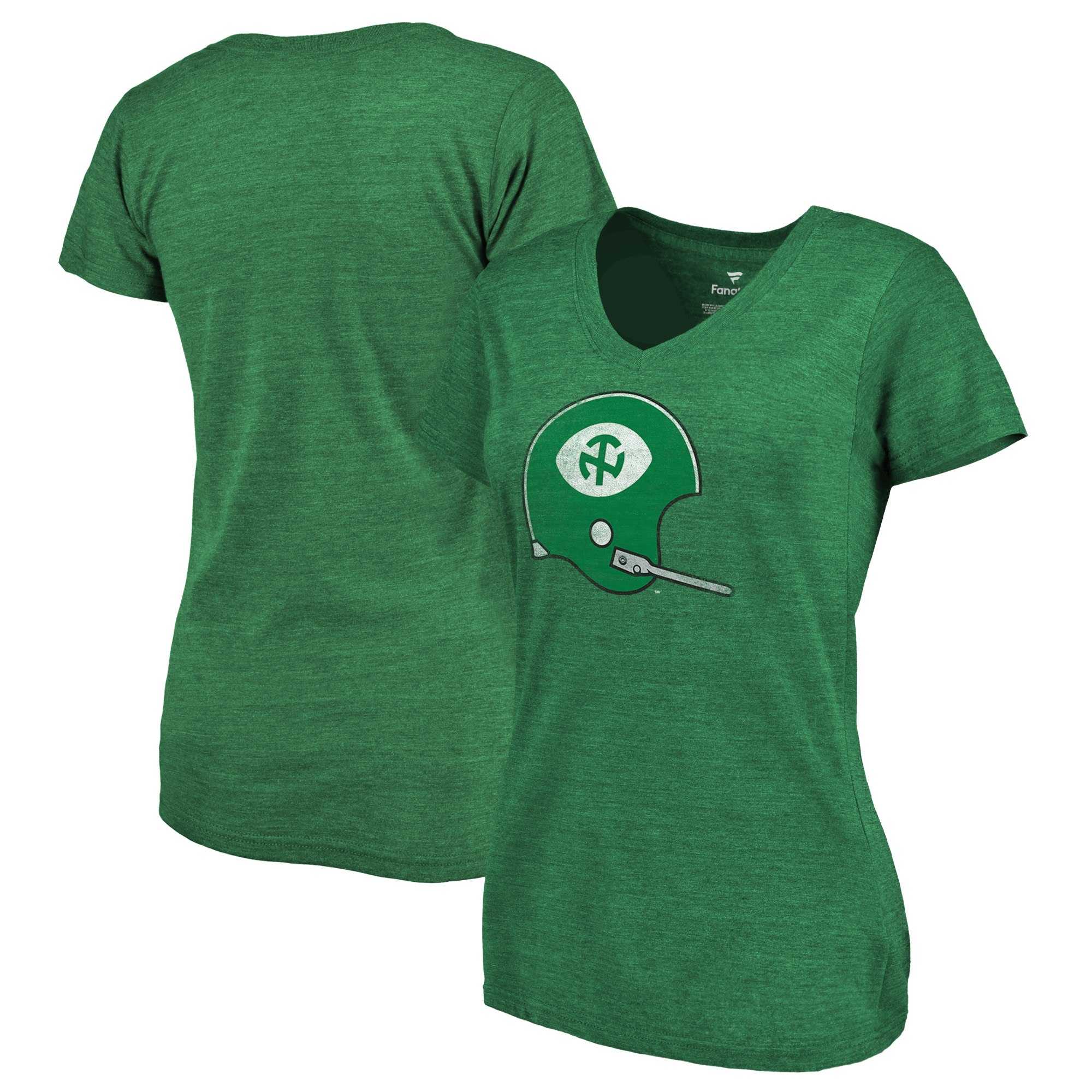 2020 NCAA Fanatics Branded North Texas Mean Green Women Green College Vault Primary Logo TriBlend VNeck TShirt